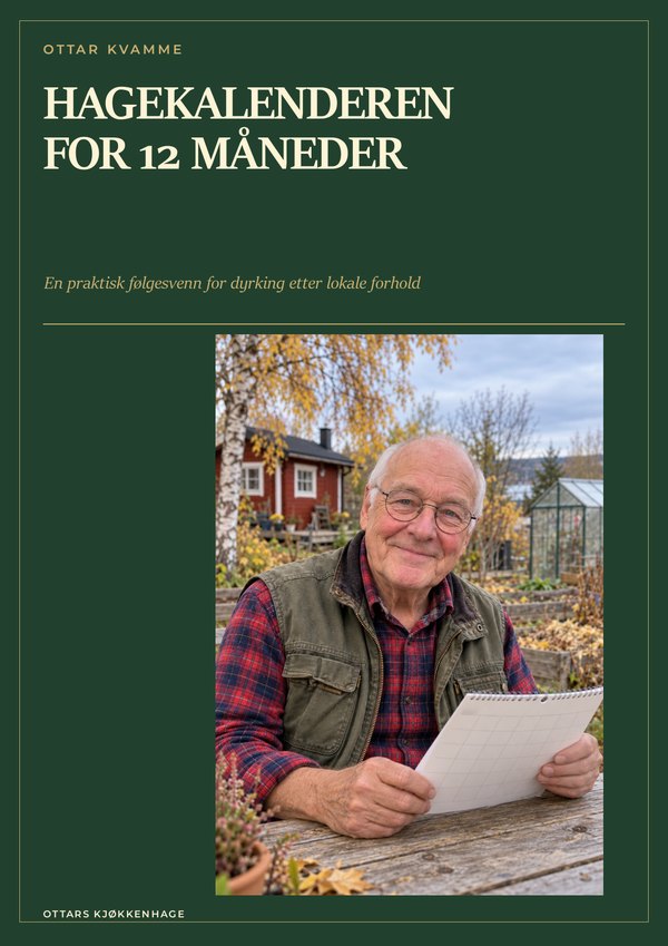 Hagekalenderen for 12 måneder omslaget til miniboken